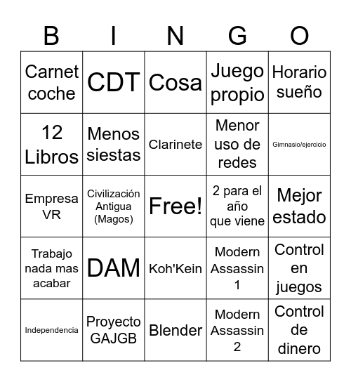 2026 Bingo Card