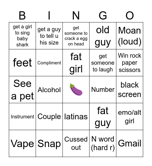 Omegle Bingo Card