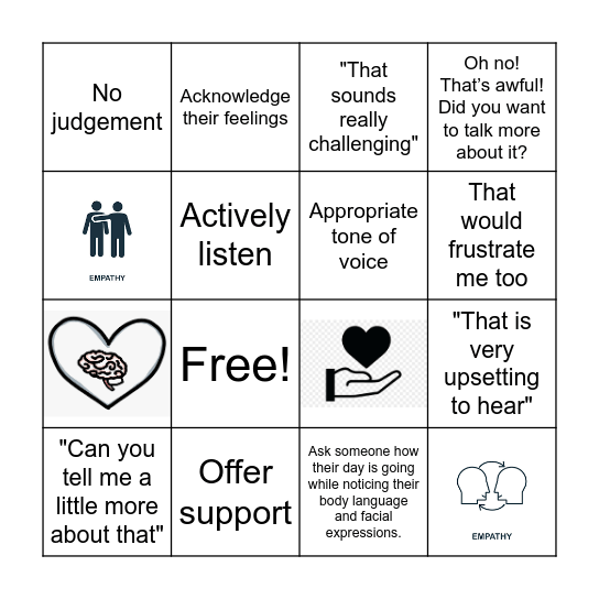 Empathy Bingo Card