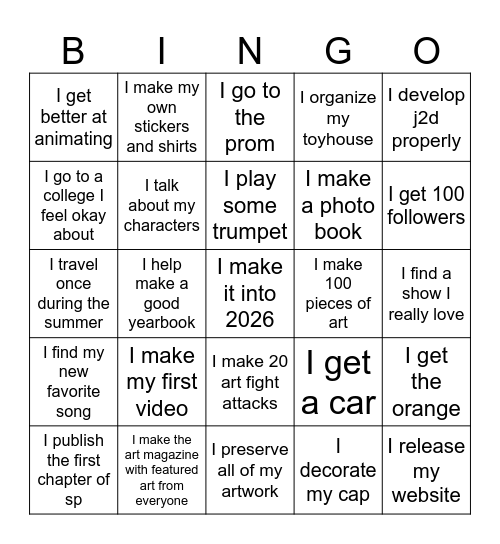 Late 2026 Bingo Thing Bingo Card