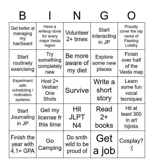 2026 Bingo Card