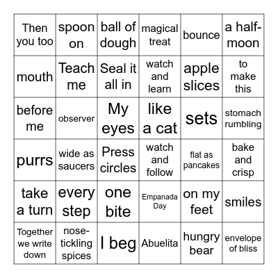 Empanda Day Bingo Card