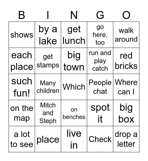 Which Way on the Map? Bingo Card