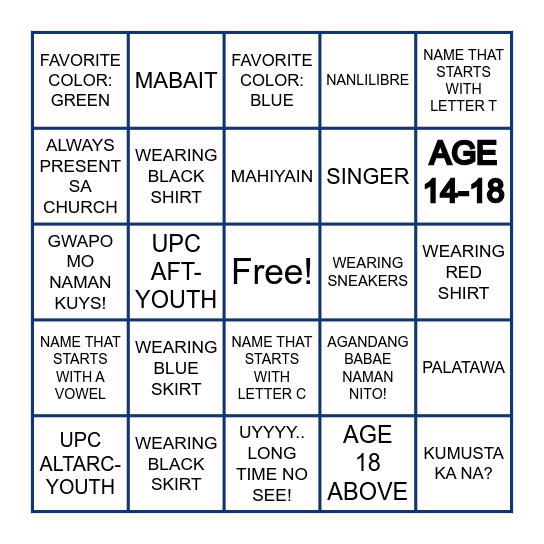 YOUTH ENCOUNTER 2026 Bingo Card