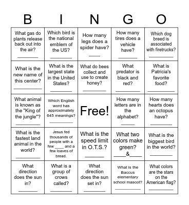 La Reunion Bingo Card