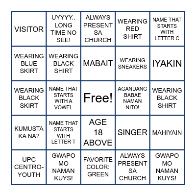 YOUTH ENCOUNTER 2026 Bingo Card