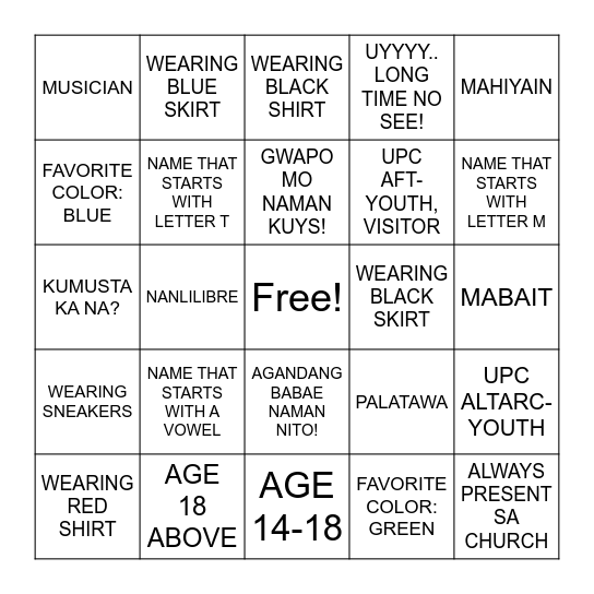 YOUTH ENCOUNTER 2026 Bingo Card