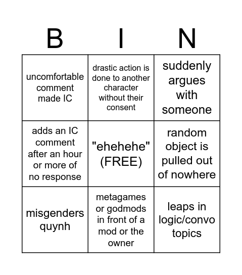silvia bingo Card