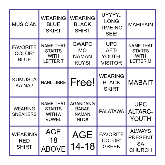 YOUTH ENCOUNTER 2026 Bingo Card