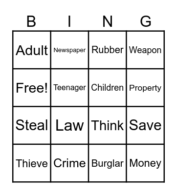 Crime Bingo Card