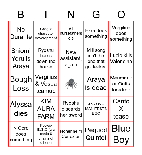 CANTO 9 PART 3 Bingo Card