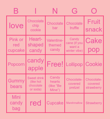 Nicole's Valentine Bingo Card