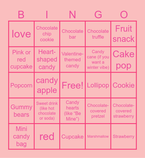 Nicole's Valentine Bingo Card