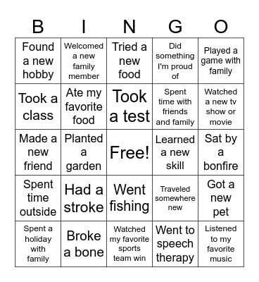 In 2025 I... Bingo Card