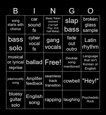 ChRocktikal - We Break, You Awake Bingo Card