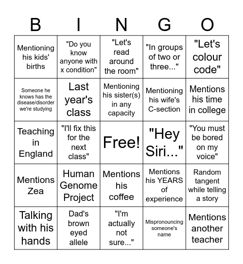 Mr. Busch on the Daily Bingo Card