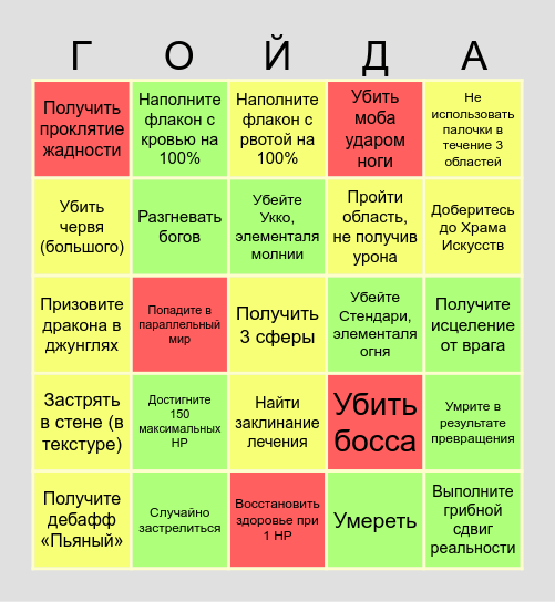 Noita Bingo RU Bingo Card