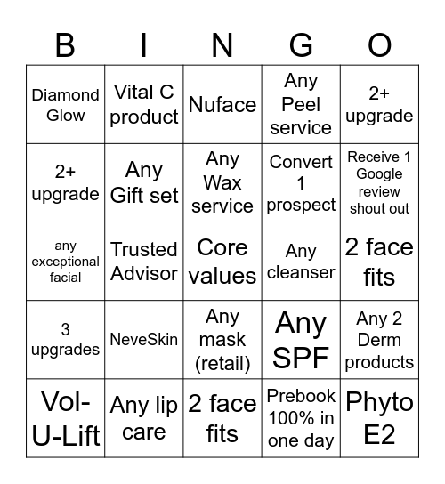 Service and Retail Bingo Card