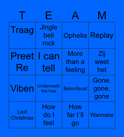 Ben’s Hitjes Bingo Card