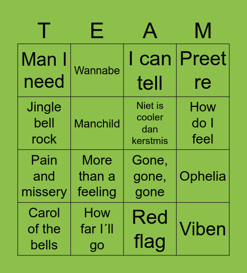 Ieder´s Hitjes Bingo Card