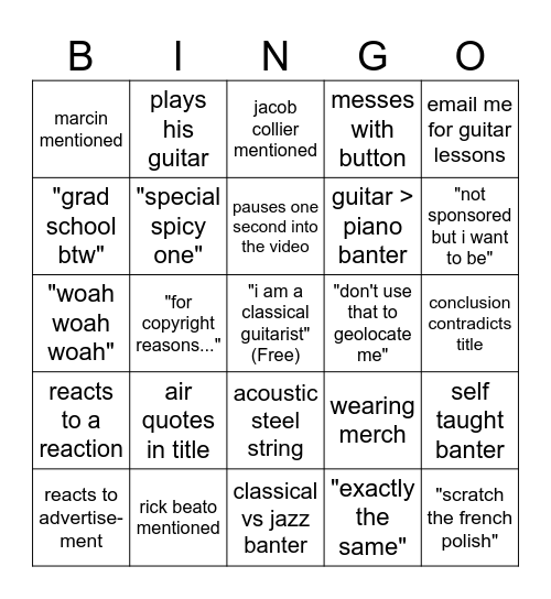 Sor Hands Bingo Card
