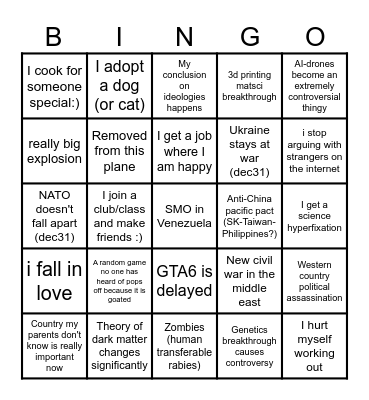 2026 Bingo Card