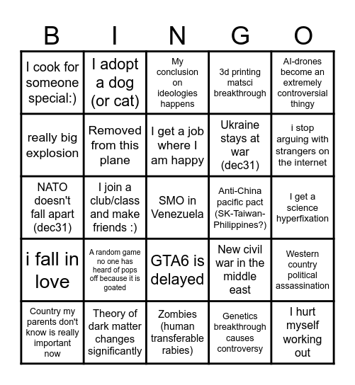 2026 Bingo Card