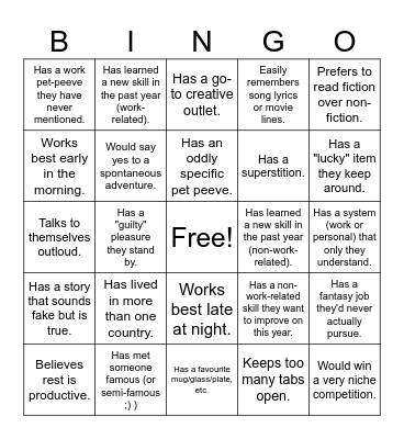 Palindrome Data | Team BINGO Card