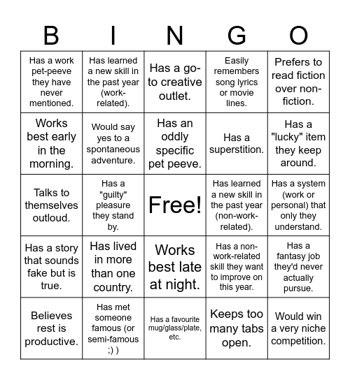 Palindrome Data | Team BINGO Card