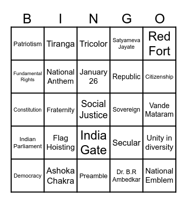 TRICOLOUR BINGO Card