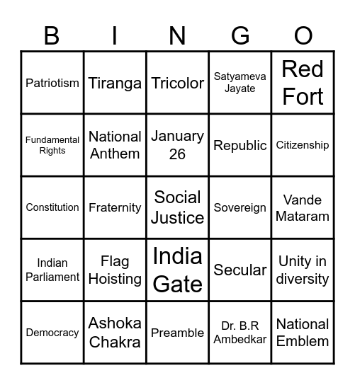 TRICOLOUR BINGO Card