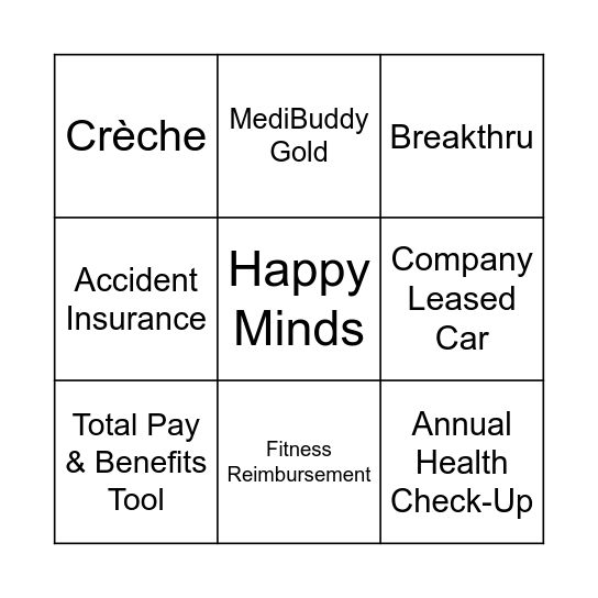 Benefits Bingo Card