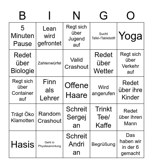Frau Beckmann Bingo Card