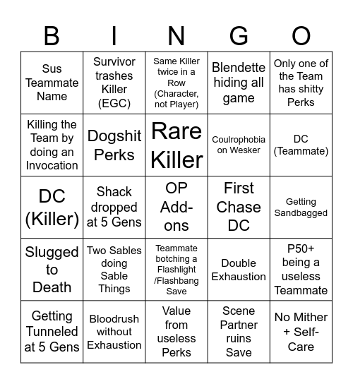 Chaos Shuffle Bingo Card