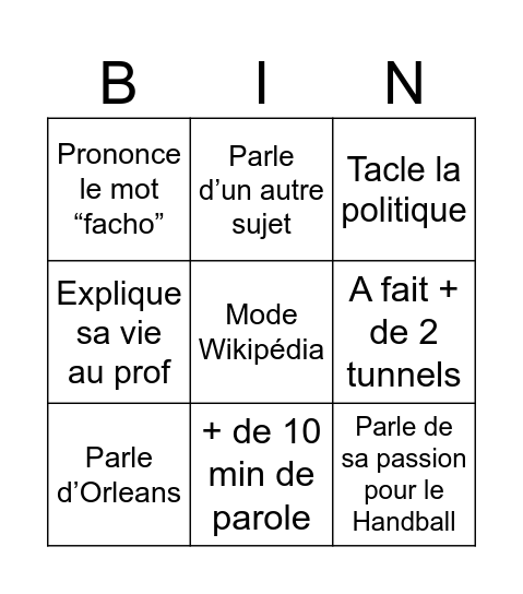 Bingovin Bingo Card