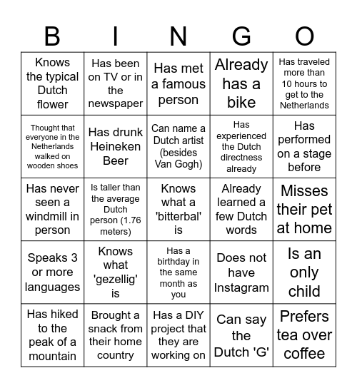 Wintro Bingo Card