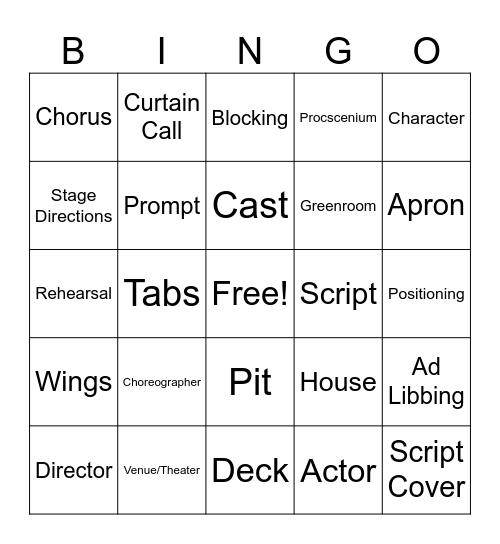 Vocab Bingo Card
