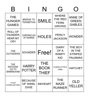 BOOK TITLE BINGO Card