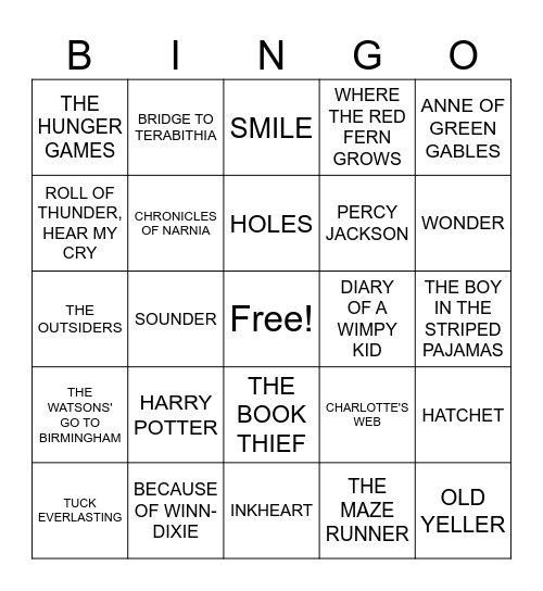 BOOK TITLE BINGO Card
