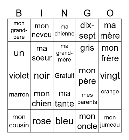 Derek Gracia Bingo Card