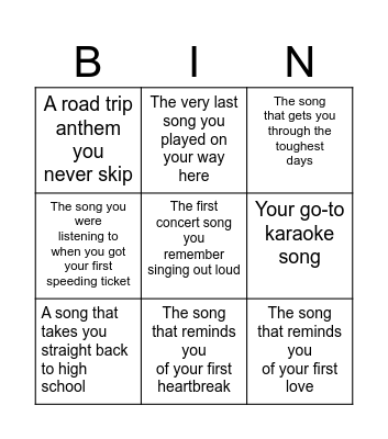 MUSIC Bingo Card