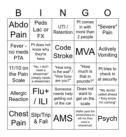 Craig's Bingo Card