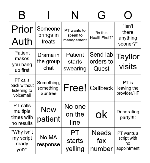 Eldron Phone Bingo Card