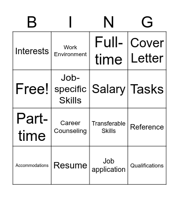 Career Vocabulary Bing(o) Bingo Card