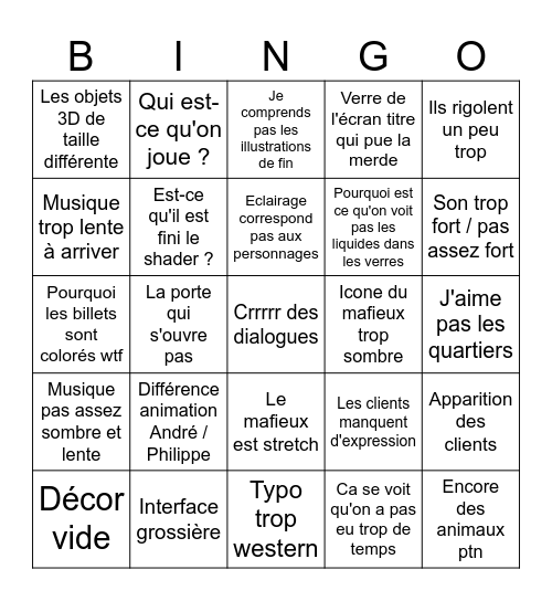 Ragebait alcoolique Bingo Card