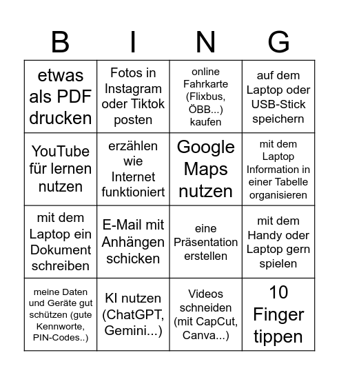 IKT Bingo Card