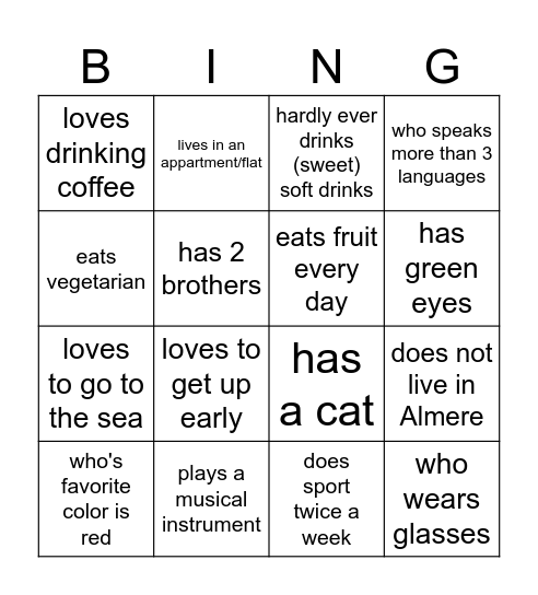 Kennismakingsbingo - zoek iemand die... Bingo Card