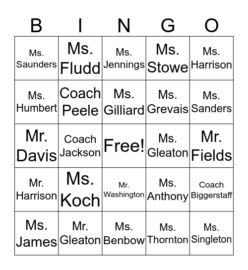 STJ Class of 1978 Bingo Card