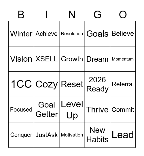 Bucher Bingo - New Year Edition Bingo Card