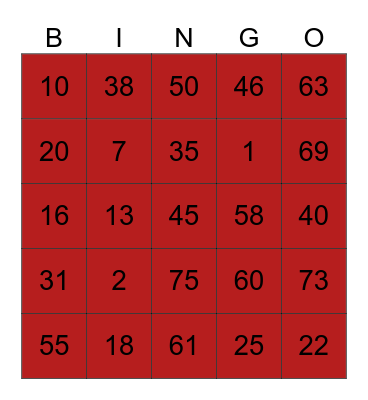 SPADES Bingo Card